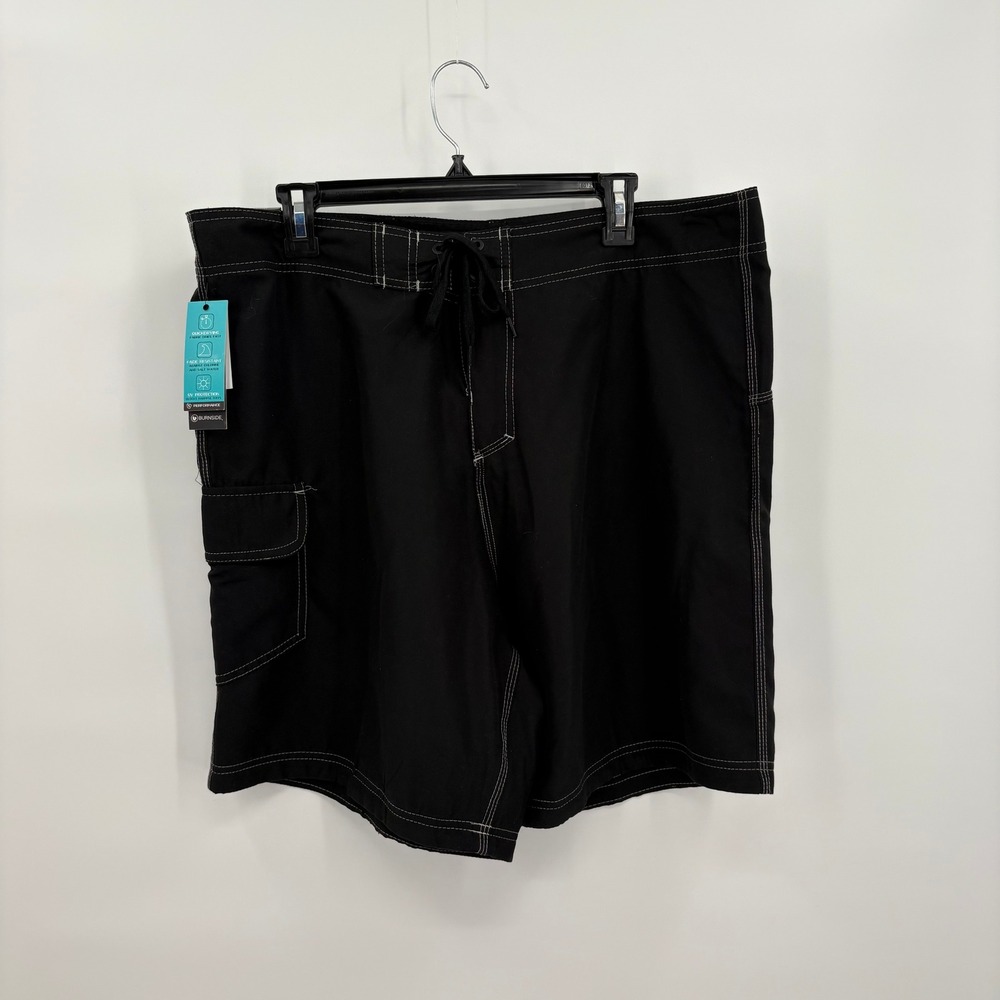 Burnside Mens Black Performance Board Shorts Cargo Pocket Size 38 B9301 NEW NWT